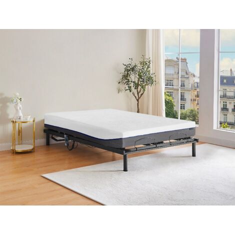 Vente-unique - Lit électrique de Relaxation Tout plots + Matelas Latex - 2 x 90 x 200 cm - Chêne - CASSIOPEE III de DREAMEA