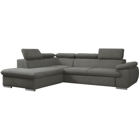 Canapé d'angle gauche convertible en tissu anthracite avec coffre de rangement FABIEN (1/5)