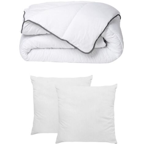 Pack Couette Chaude 200x200 Cocoon + 2 Oreillers 60x60 - 400g/m² - Neuf Sous Emballage