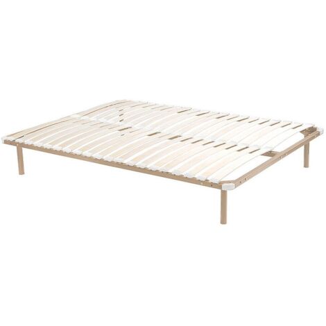 Sommier cadre à lattes 160 x 200 cm - 2x19 lattes avec pieds - Beige - KALISTA de YSMÉE (1/2)