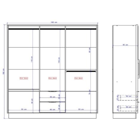 Armoire 6 portes et 2 tiroirs - L162 cm - Blanc - FEOVA
