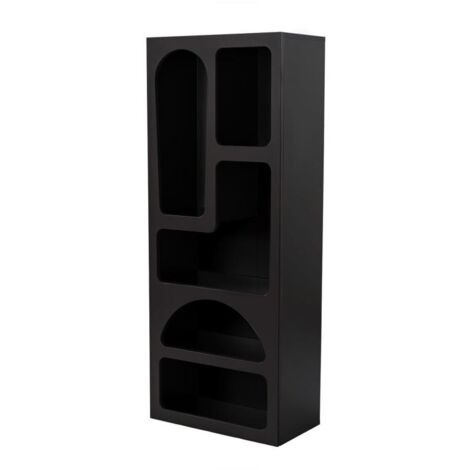 Asir Group Llc – Bibliothèque 5 niches en panneau de particule mélaminé – Noir – Dimensions 60x150x32 cm – À poser au sol (1/5)