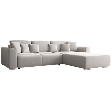Canapé d'angle convertible et réversible en tissu gris clair MELTANA (1/5)