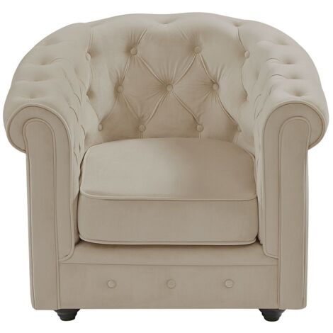 Chaise Chesterfield Baroque Velours Beige Et Or Inox - Salle à Manger Rembourrée, Neuf, Bador Decoration