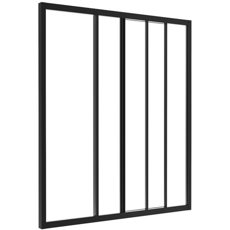 Vente-Unique – Verrière coulissante en verre trempé et aluminium noir 90 x 105 cm – Finition mat – Compatible poteaux BAYVIEW – Installation personnalisée
