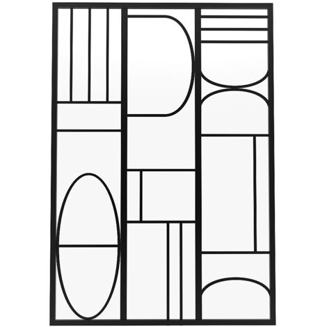 Vente-Unique – Verrière atelier en aluminium thermolaqué noir – Dimensions 90x130 cm – Verre trempé 4 mm – Finition sérigraphiée