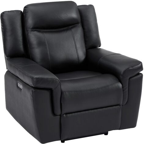 Fauteuil relax électrique en cuir noir KENNETH (1/5)