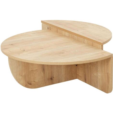 Hanah Home – Table basse gigogne en mélaminé 90cm – 2 niveaux modulables – Dimensions 90x60x30cm – Design moderne pour salon - 90cm-Marron