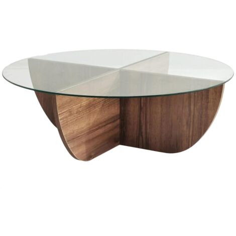 Cotecosy – Table basse fixe en verre trempé et aggloméré – Dimensions L90 x P90 x H30 cm – Meuble contemporain pour salon moderne