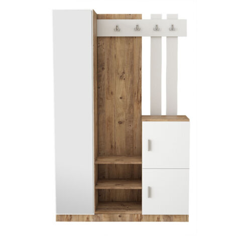 Cotecosy – Vestiaire moderne avec miroir – 3 portes – Largeur 113,6 cm – Hauteur 179,7 cm – Épaisseur 18 mm – Panneaux mélaminés éco-friendly
