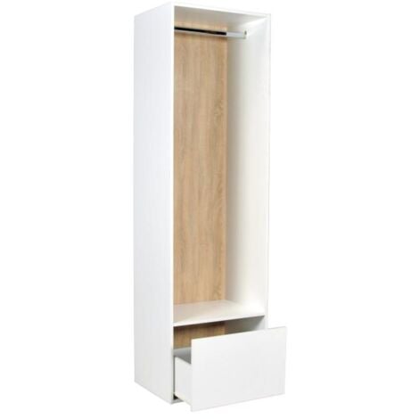 Dressing d'angle modulable - L144,5 cm - Blanc et naturel - TAMOKA