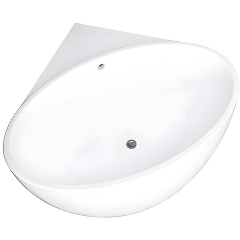 Baignoire d'angle - 197 L - 127 x 127 x 58 cm - Blanche - Acrylique - GOURAMI
