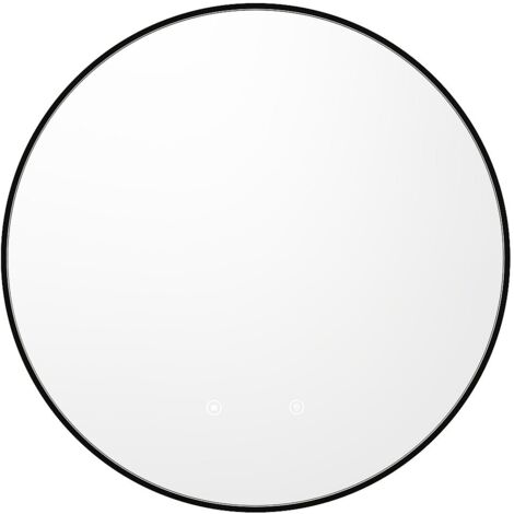 Miroir de salle de bain lumineux rond anti buée avec contour noir - D60 cm - PEONIA (1/5)