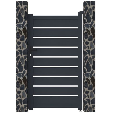 Portillon battant aluminium ajouré L103 x H183 cm anthracite - PRIMO (1/5)