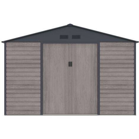Vente-Unique – Abri de jardin métal galvanisé 13,12 m² – Structure robuste – Porte double – Résistant aux intempéries – Intérieur aménageable