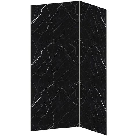 Lot de 2 panneaux muraux de douche effet marbre en aluminium avec profilés - L90 x L120 x H210 cm - ENEKO