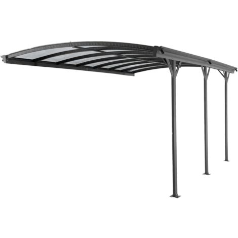 Extension pour carport pergola autoportant en aluminium - 1 voiture - L505 x H239 cm - 15,15 m² - Gris anthracite - BARESA