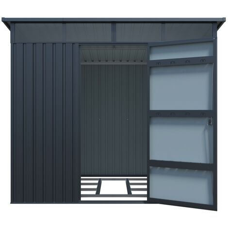Abri De Jardin 4,50m² Adossé à Un Mur Anthracite Galvanisé - Ciel & Terre