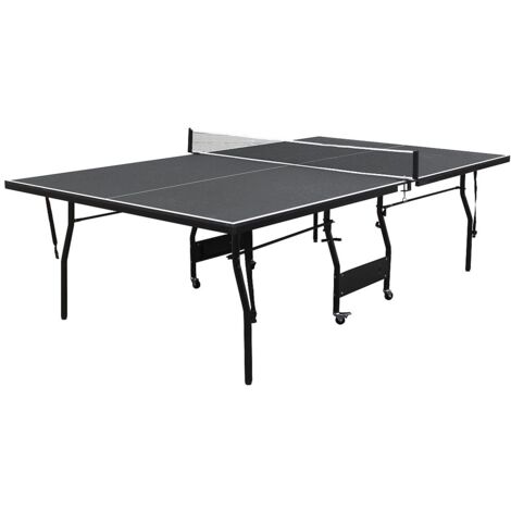 Vente-Unique – Table de ping-pong pliable à roulettes – Gris anthracite – Dimensions L274 x P152.5 x H76 cm – Accessoires inclus : filet, raquettes, balles