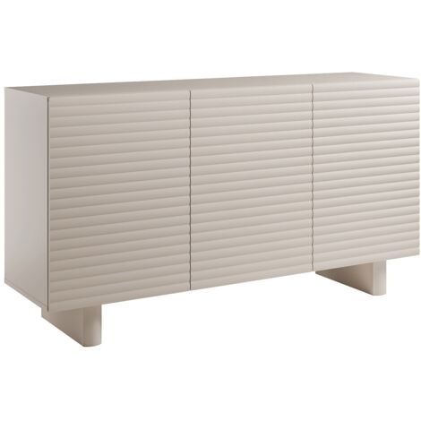 Vente-Unique – Buffet 3 portes en MDF beige – Dimensions 150x81.3x41.8 cm – Finition mélaminé – Mécanisme push to open – Éco-responsable fabriqué en Europe (1/5)