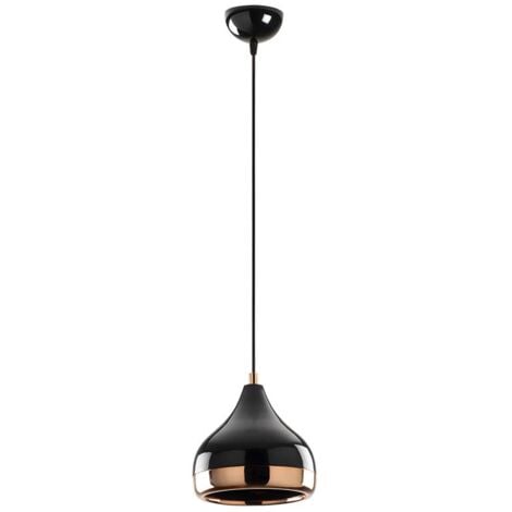 Suspension en métal à hauteur réglable - D. 17 x H. 25/112 cm - Noir et cuivré - YILDO