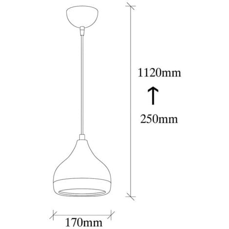 Suspension en métal à hauteur réglable - D. 17 x H. 25/112 cm - Noir et cuivré - YILDO
