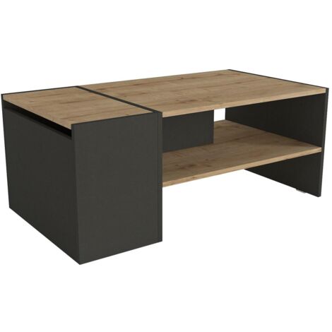 Table basse avec rangements - Anthracite et naturel - VELKAN (1/5)