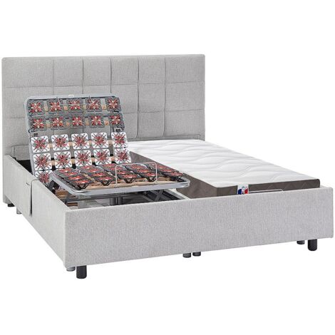 Lit Électrique Relaxant CASSIOPEE III - Sommier Tout Plots + Matelas Latex | 2x90x200 Cm - Blanc - 10