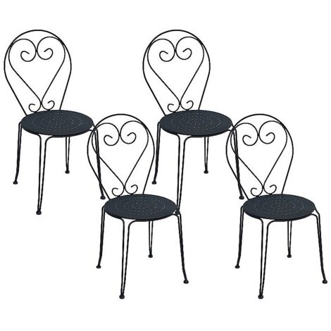 Vente-Unique – Lot de 4 chaises de jardin empilables en métal – Résistantes aux intempéries – Finition anti-UV et anti-rouille – Charge maximale 120 kg – Gris anthracite