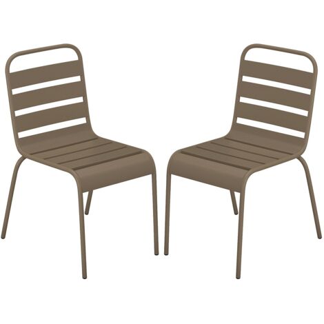Lot De 2 Chaises Jardin Empilables En Acier - Gris Anthracite - Anti-UV & Anti-Rouille - MYLIA MIRMANDE - 3