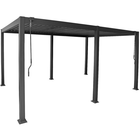 Pergola bioclimatique autoportante en aluminium avec lames orientables - 15 m² - anthracite - AMALFI (1/5)