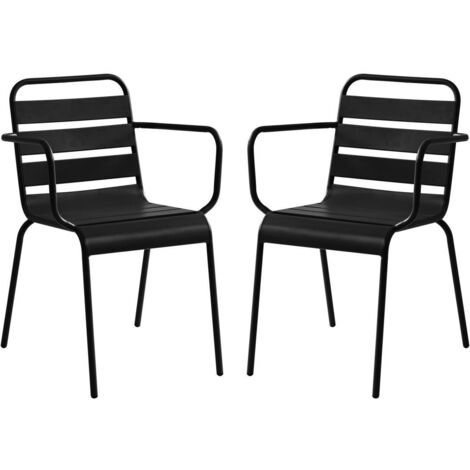Lot de 2 fauteuils de jardin empilables en métal - Noir - MIRMANDE de MYLIA