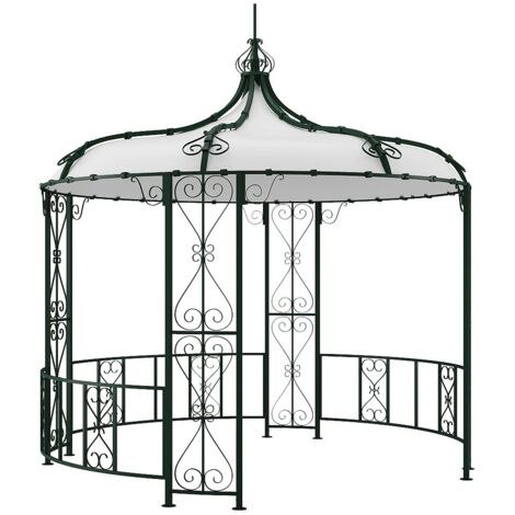 Kiosque de jardin en métal façon fer forgé D300 x H305 cm - Vert - TILCARA