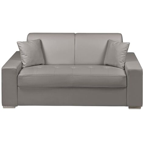 Canapé 2 places convertible express en simili - Gris - Couchage 120 cm - Matelas 14 cm EMIR (1/3)