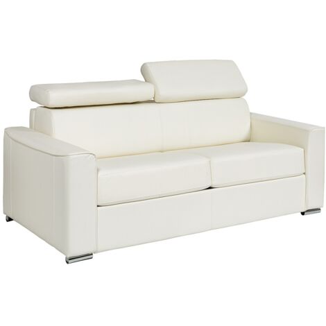 Canapé Convertible En Cuir De Buffle – Noir, 160 Cm, Occasion, Solide Et Confortable