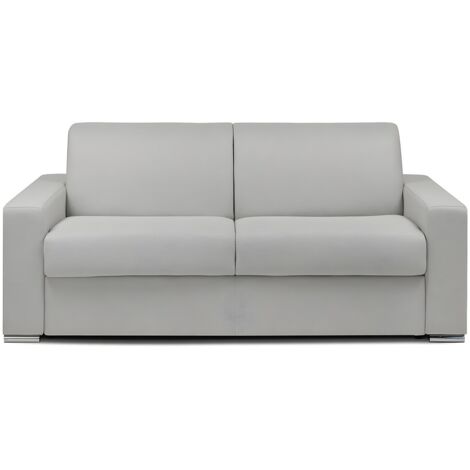 Canapé Convertible 3 Places Laurie - Tissu Texturé Beige, Couchage 140cm, Mécanisme Express, 202x107x85cm - 5