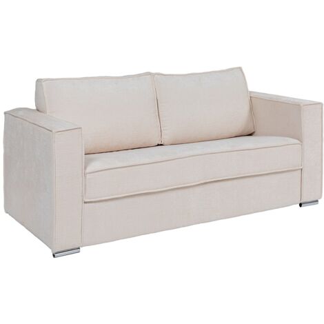 Canapé 3 places convertible express en tissu chenille beige - Couchage à lattes larges 140 cm - Matelas 18 cm LORETO (1/5)