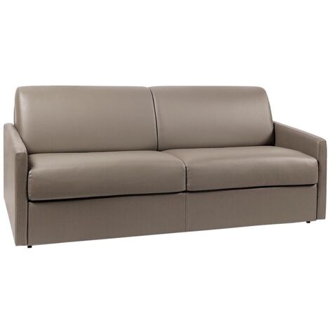 Canapé 4 places convertible express en simili taupe - Couchage 160 cm - Matelas 22 cm avec mémoire de forme CALIFE (1/3)