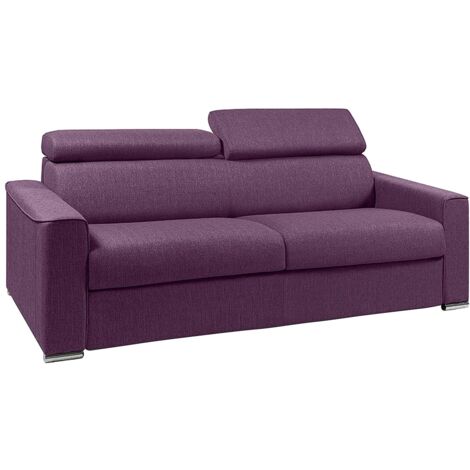 Canapé 4 places convertible express en tissu violet - Couchage 160 cm - Matelas 18 cm VIZIR (1/5)