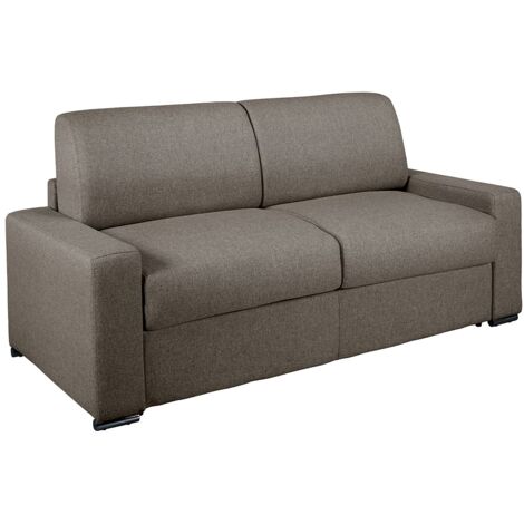 Canapé 3 places convertible express en tissu chiné anthracite - Couchage 140 cm - Matelas 14 cm avec mémoire de forme CALITO (1/3)