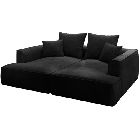 Canapé Modulaire Cloud Sans Ossature – Velours Côtelé – Mousse Haute Densité – Aucun Assemblage – 160x63x88 Cm (Noir)