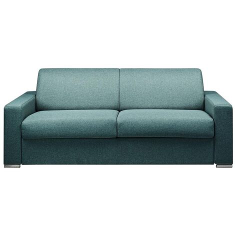 Canapé 4 places convertible express en tissu bleu - Couchage 160 cm - Matelas 14 cm CALITO (1/3)