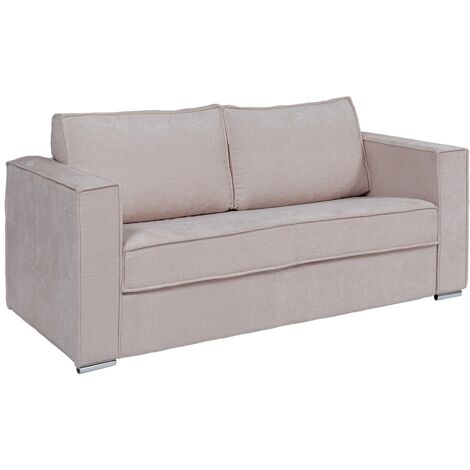 Canapé 4 places convertible express en tissu chenille taupe - Couchage 160 cm - Matelas 22 cm avec mémoire de forme LORETO (1/4)