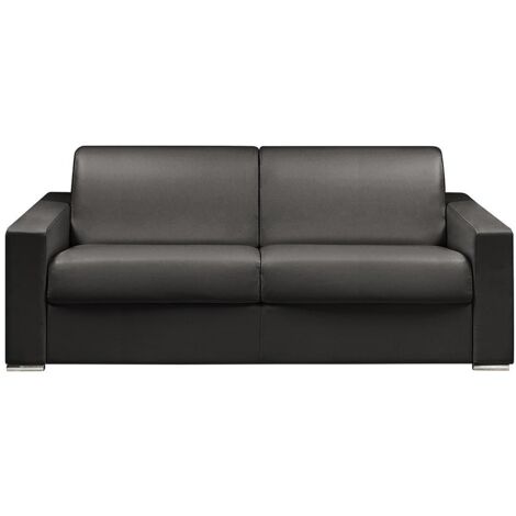 Canapé 4 places convertible express en simili noir - Couchage lattes larges 160 cm - Matelas 14 cm CALITO (1/5)