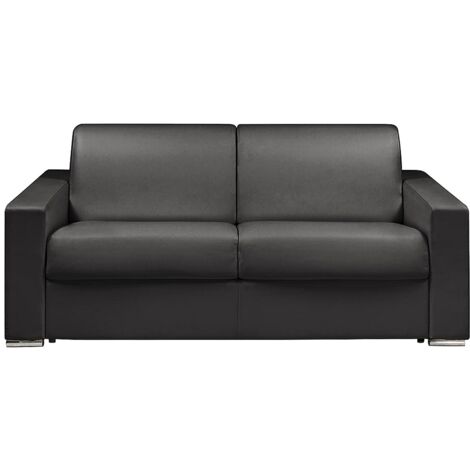 Canapé 3 places convertible express en simili noir - Couchage lattes larges 140 cm - Matelas 14 cm CALITO (1/5)
