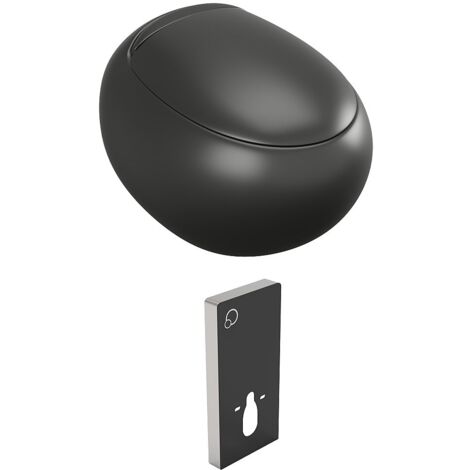 Pack WC suspendu en céramique noir mat avec bâti-support décoratif - HURO II