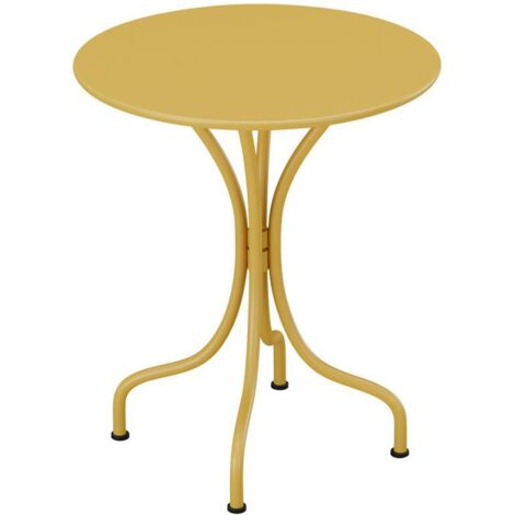 Table ronde de jardin D.60 cm en métal - Jaune moutarde - MIRMANDE de MYLIA