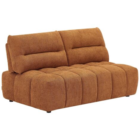 Vente-Unique – Canapé 2 places convertible – Dossier avance-recule – Tissu texturé terracotta – Confort équilibré – Dimensions 170x93x123 cm (1/5)