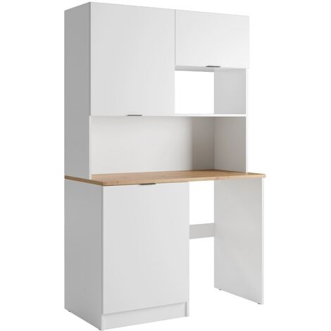 Vente-Unique – Meuble bas de salle de bain avec plan de travail 120 cm – Blanc naturel – Panneau mélaminé – Charge max 20 kg