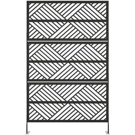 Paravent d'extérieur design géométrique ajouré en métal - L117 x H190 cm - Noir - MONDRILI (1/2)